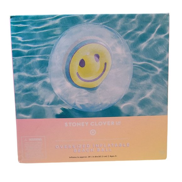 Stoney Clover Lane Inflatable Oversized 3D Smiley Face Beach Ball Pool Lake 24" - Picture 2 of 3